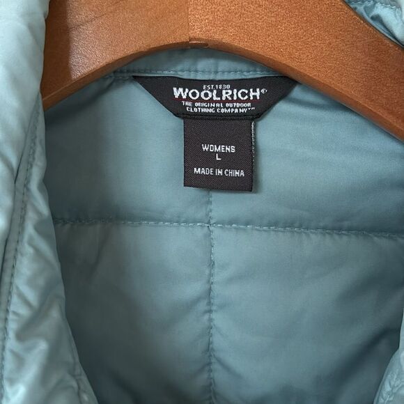 Woolrich Quilted lightweight Puffer Jacket Powder Blue Bluegrass Coat Size Large - Picture 4 of 8